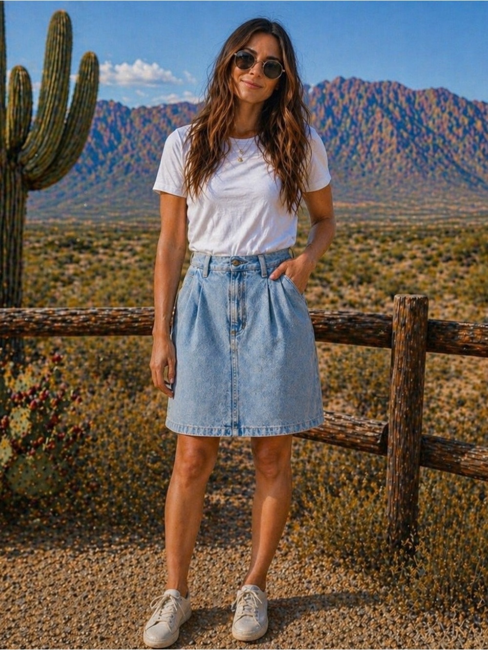 Vintage 90s High Waisted Denim Skirt Pleated Minimalist Normcore Women’s 6